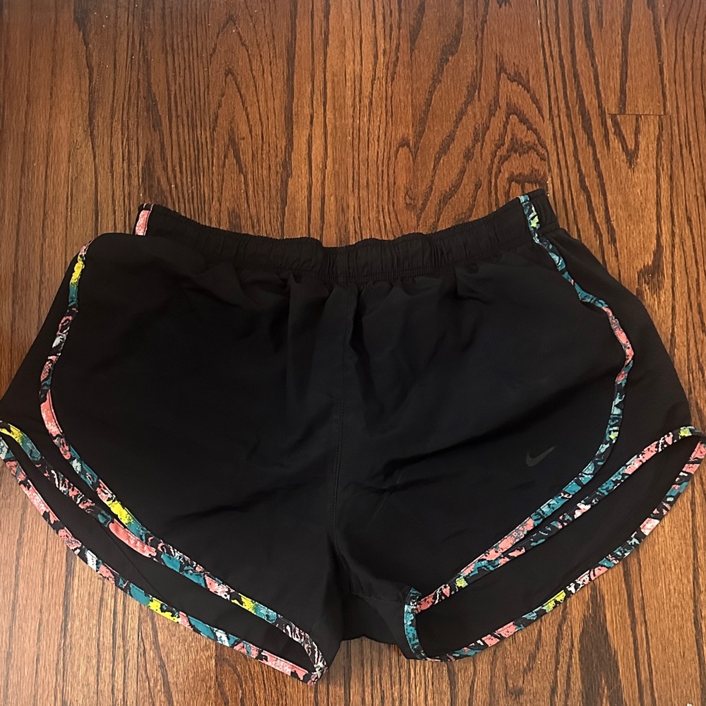 Nike Women’s Black Athletic Shorts with Multicolor Floral Trim